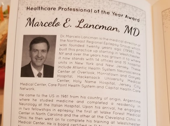 Dr. Marcelo Lancman awarded healthcare professional of the year