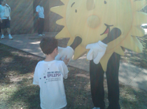 Little Epilepsy Group team member says hi to EFNJ Sun mascot