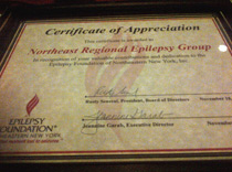 Award to the Northeast Regional Epilepsy Group for dedication to the Epilepsy Foundation of NENY