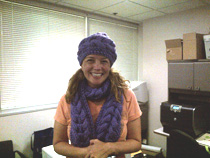 Dr. Lorna Myers was asked to model purple apparel