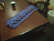 Instructor, Ro, shows us her speedy knitting skills